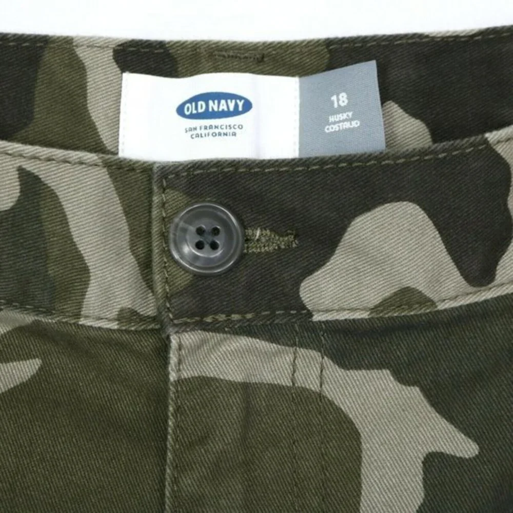 Old Navy‎ Boys Camo Camouflage Cargo Shorts Green Adjustable Waist 18 Husky